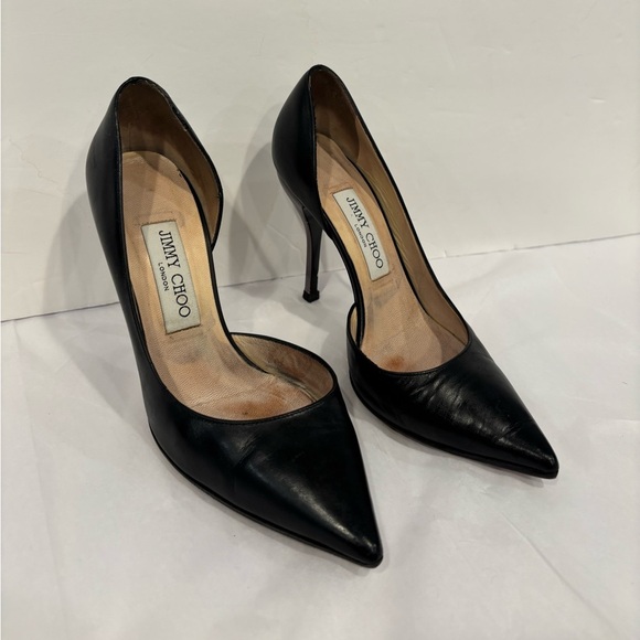 Jimmy Choo Willie D’Orsay Pumps Black Leather Made in Italy - Picture 2 of 9